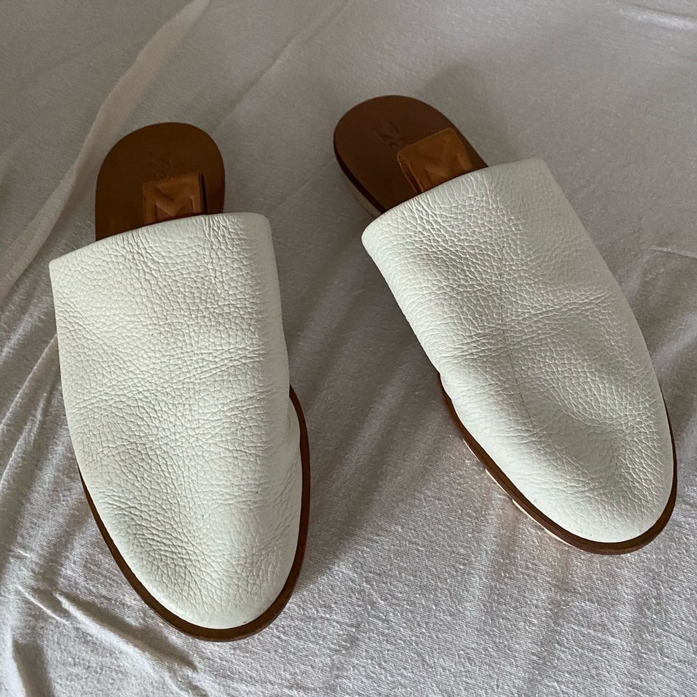 White Leather Women's Mules